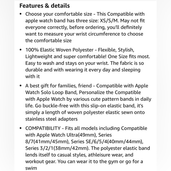 Apple Watch Boho print stretchy strap band 🆕 42mm Small size - Picture 7 of 7